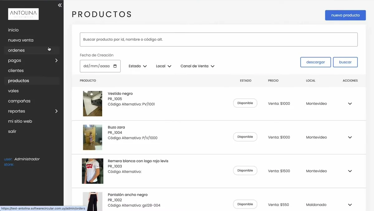 Producto creado en el listado