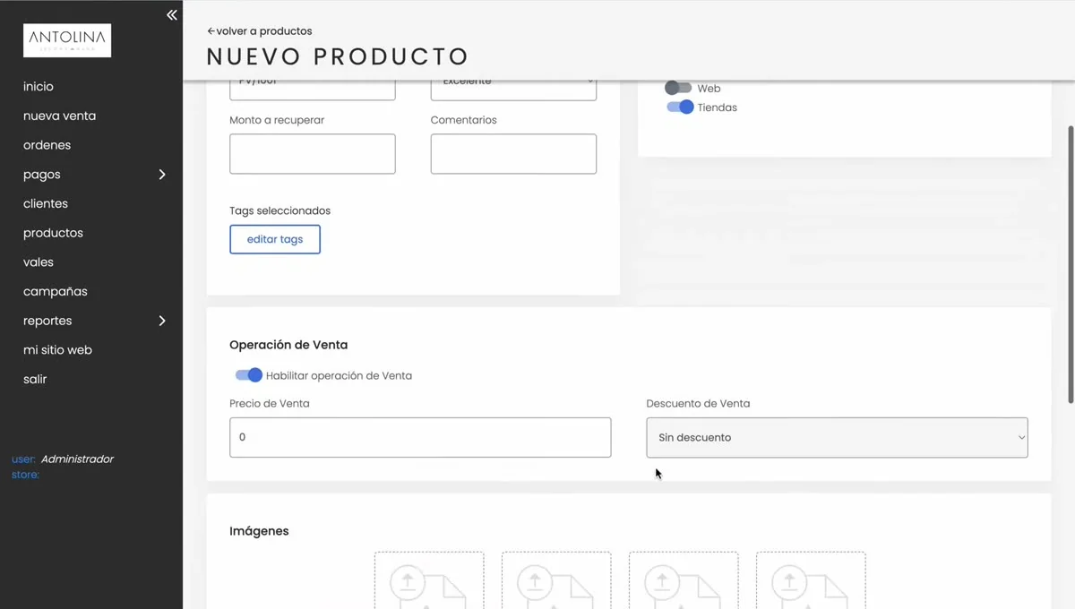 Canales de venta con Web desactivado