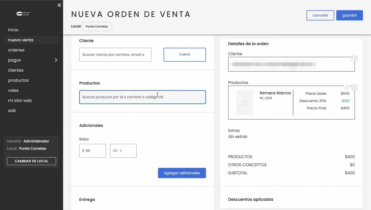 Descuento aplicado a un solo producto
