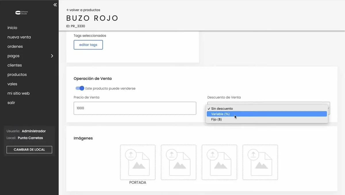 Tipos de descuento disponibles