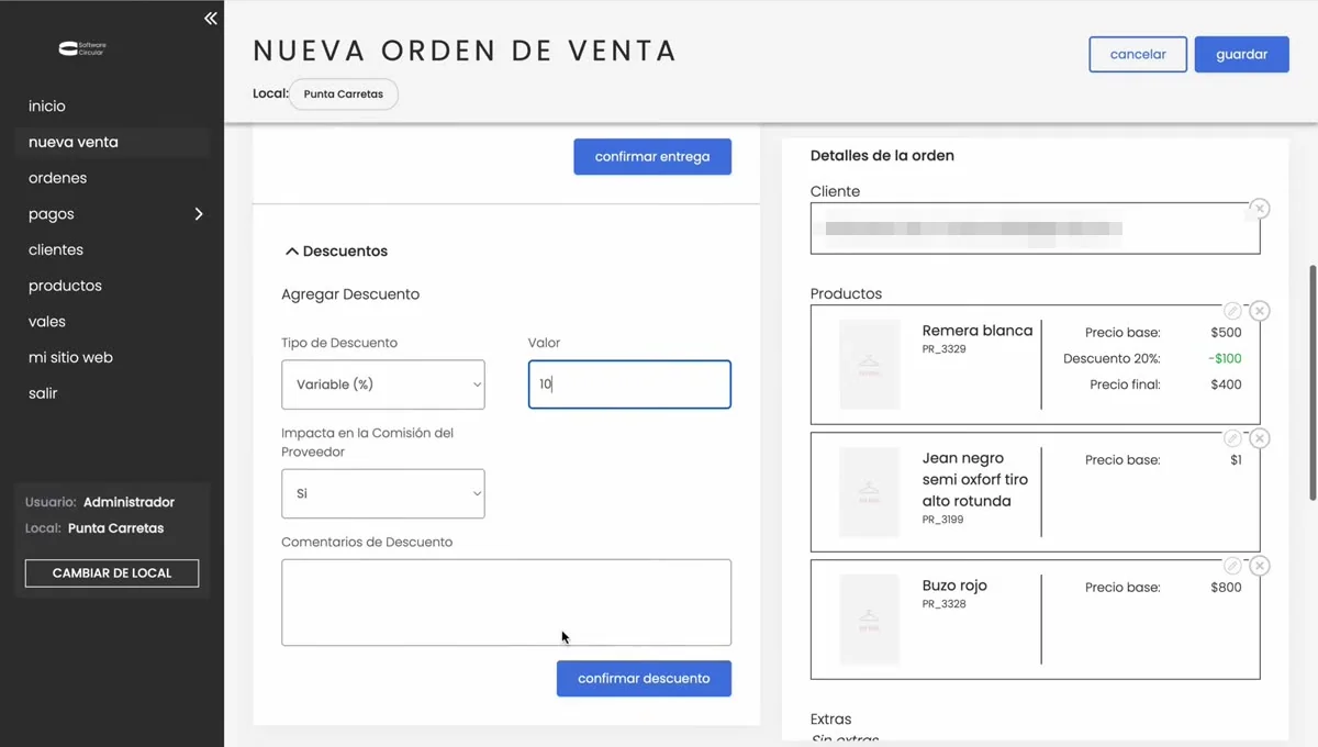 Descuento a la orden