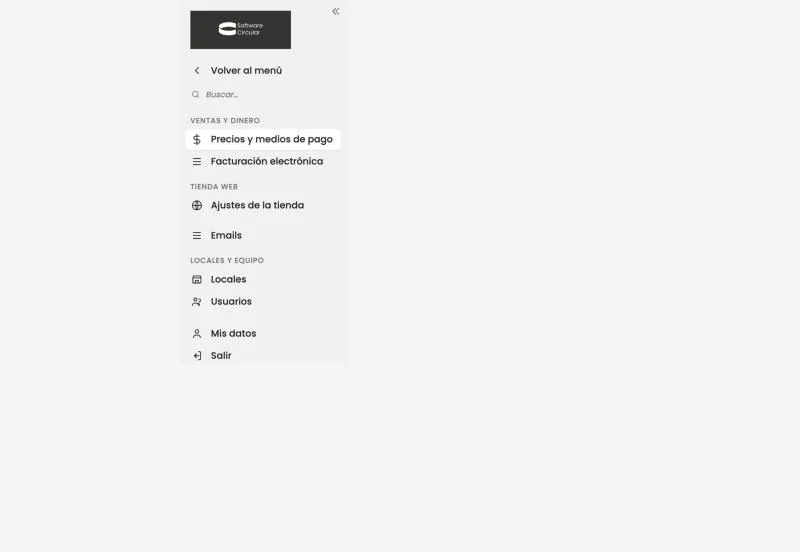 El menú de Configuración con sus grupos