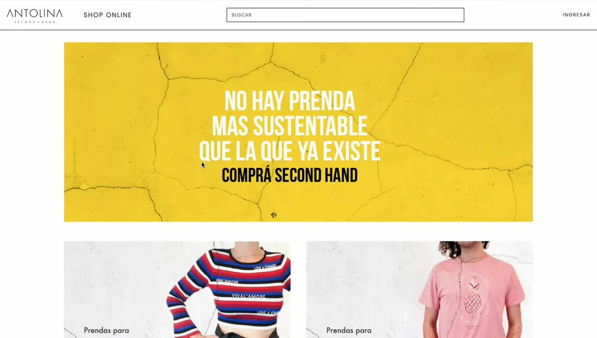 Sitio web con el botón INGRESAR